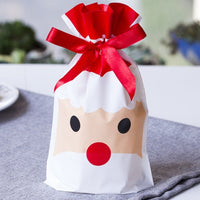 HKM-456531 Christmas Old Man Drawstring Bag - Festive Packaging for Holiday Gifts, 23.5cm Height x 14.8cm Width x 6cm Bottom Width, Set of 10