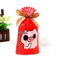 HKM-456531 Christmas Old Man Drawstring Bag - Festive Packaging for Holiday Gifts, 23.5cm Height x 14.8cm Width x 6cm Bottom Width, Set of 10
