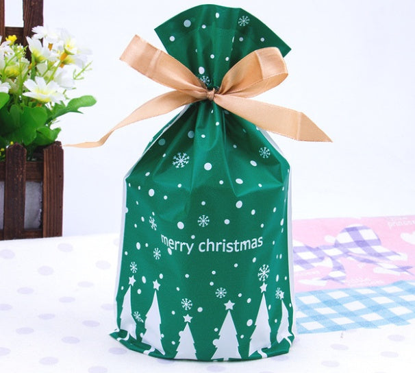HKM-456531 Christmas Old Man Drawstring Bag - Festive Packaging for Holiday Gifts, 23.5cm Height x 14.8cm Width x 6cm Bottom Width, Set of 10