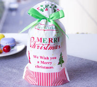 HKM-456531 Christmas Old Man Drawstring Bag - Festive Packaging for Holiday Gifts, 23.5cm Height x 14.8cm Width x 6cm Bottom Width, Set of 10