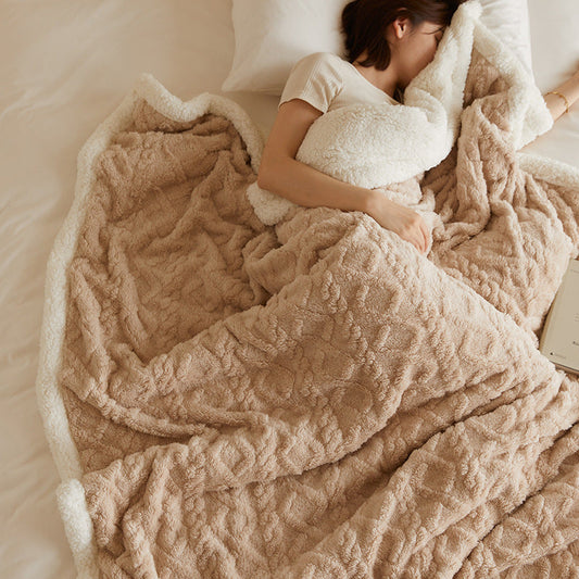 HKM-456723 Cozy Heart Lamb Velvet Blanket for Autumn and Winter - Soft Flannel in Multiple Colors and Sizes