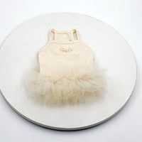 HKM-456915 Elegant Apricot Pearl Wedding Dress for Pets - Cotton, Sizes XS to 2XL