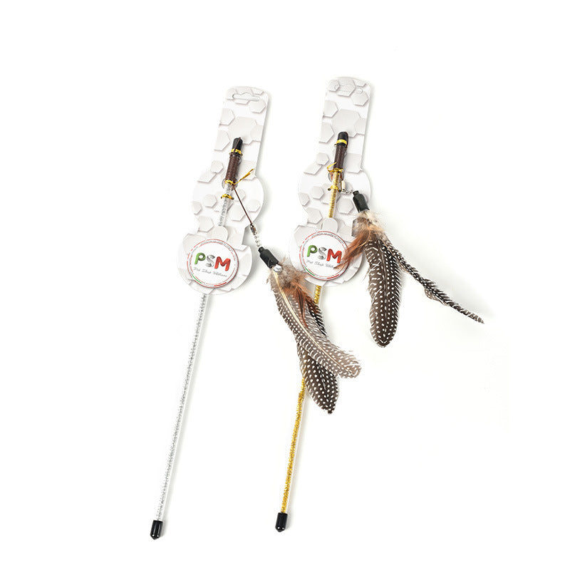 HKM-457043 Interactive Feather Cat Teaser Wand - Engaging Toy for Cats, Safe Design, 44CM Rod Length