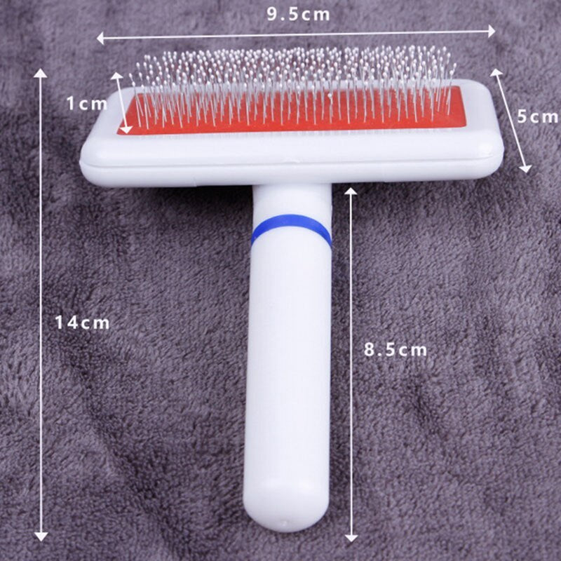 HKM-457107 Fur Collar White Needle Comb for Dog Grooming with Protective Head and Airbag Plastic Handle