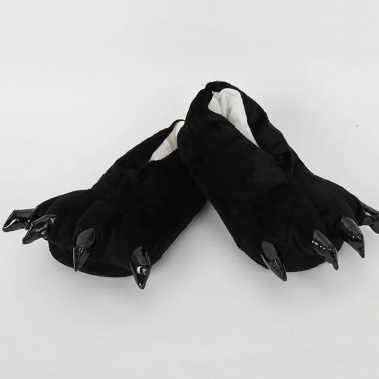 HKM-457235 Cozy Plush Dinosaur Claw Slippers for All Ages - Non-Slip Fuzzy Comfort