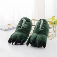 HKM-457235 Cozy Plush Dinosaur Claw Slippers for All Ages - Non-Slip Fuzzy Comfort