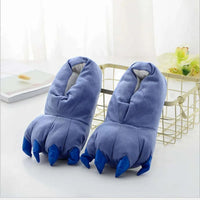 HKM-457235 Cozy Plush Dinosaur Claw Slippers for All Ages - Non-Slip Fuzzy Comfort