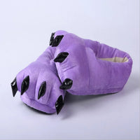 HKM-457235 Cozy Plush Dinosaur Claw Slippers for All Ages - Non-Slip Fuzzy Comfort