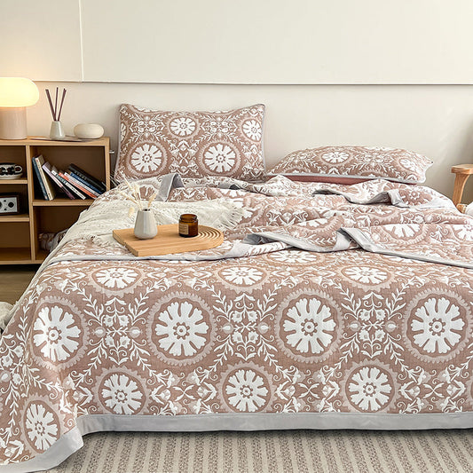 HKM-457235 Multi-Layer Composite Blanket with Pillowcase Set - Multiple Sizes & Colors Available