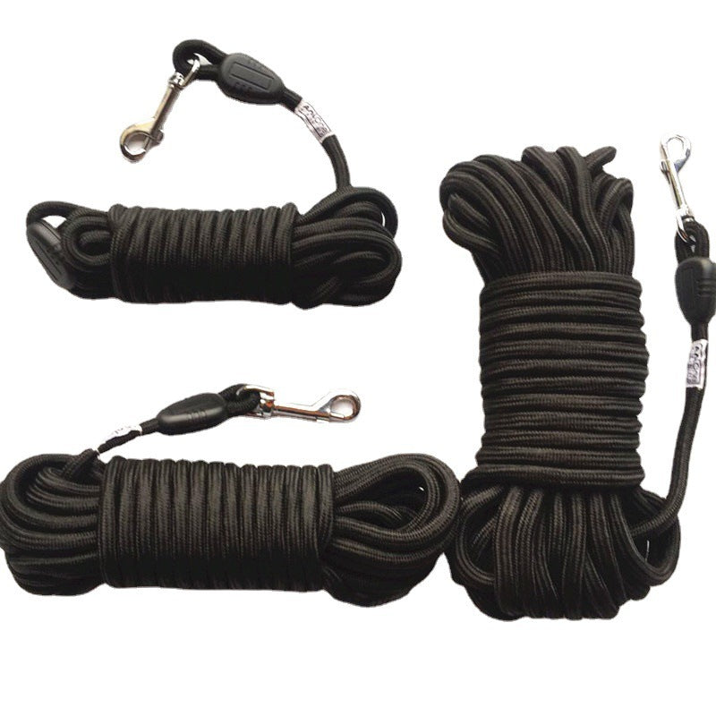 HKM-457235 Solid Color Portable Pet Training Traction Rope - Nylon, 0.8cm Wide, 5m to 15m Length Options