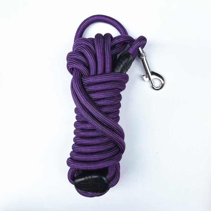 HKM-457235 Solid Color Portable Pet Training Traction Rope - Nylon, 0.8cm Wide, 5m to 15m Length Options