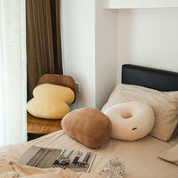 HKM-457299 Three-Dimensional Plush Pillow for Gentle Waist Support in Cream Cake and Beige Donut Colors
