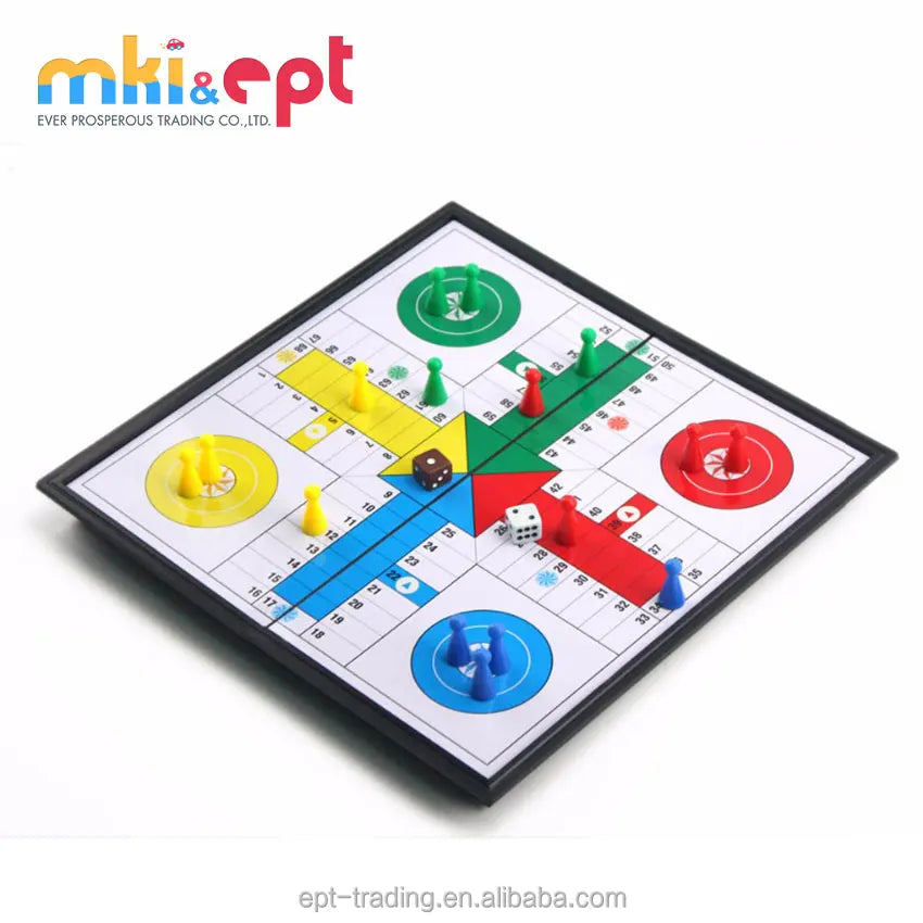 HKM-457363 25x25cm Plastic Folding Chess and Ludo Board Game for Kids