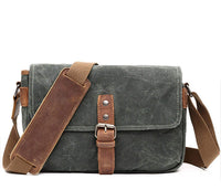 HKM-457427 Retro Canvas Single Shoulder Camera Messenger Bag for Men with Multiple Compartments