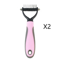 HKM-457491 Pet Knot Comb for Effective Fur Care - Plastic and Stainless Steel, Available in Pink and Blue, Large and Small Sizes