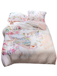 HKM-457555 Light Luxury Egyptian Long Staple Cotton Bed Set - Four Pieces, Pastoral Flower Print, Sizes for 1.5m to 2.0m Beds