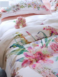 HKM-457555 Light Luxury Egyptian Long Staple Cotton Bed Set - Four Pieces, Pastoral Flower Print, Sizes for 1.5m to 2.0m Beds