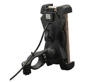 HKM-457619 Retractable Mobile Phone Holder with USB Car Charger for Motorcycles, Waterproof Design, Adjustable Fit 20-33mm