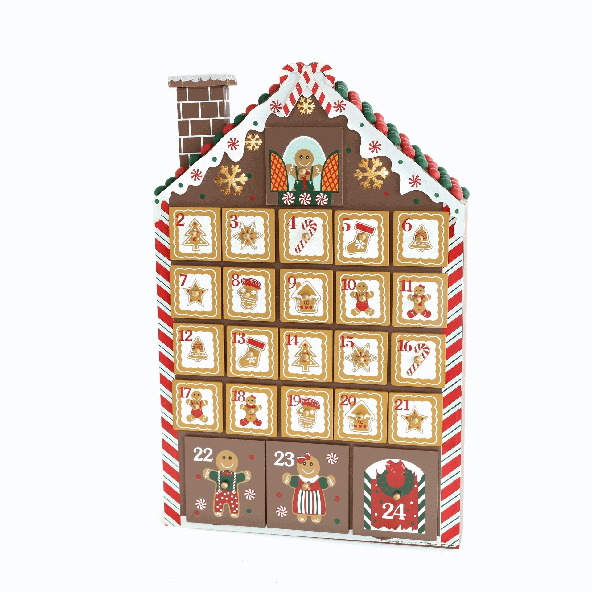 HKM-457683 24 Days Wooden Countdown Calendar for Christmas Decorations, Made of Density Plate, Size 26*5.5*40.5cm