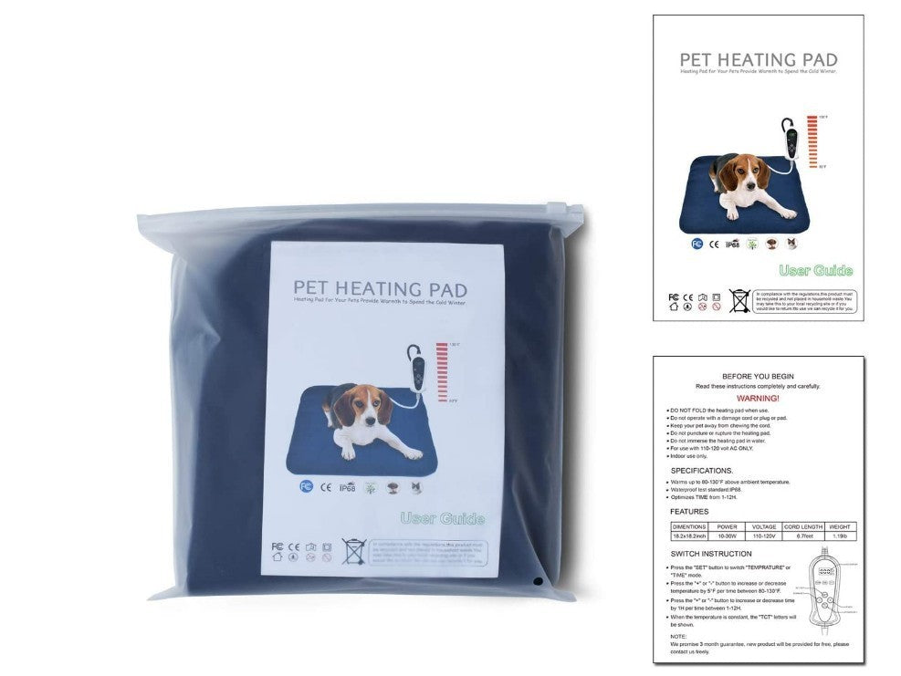 HKM-457683 Cozy Electric Pet Blanket for Small Animals - 34 x 44 cm, Soft Cloth Material