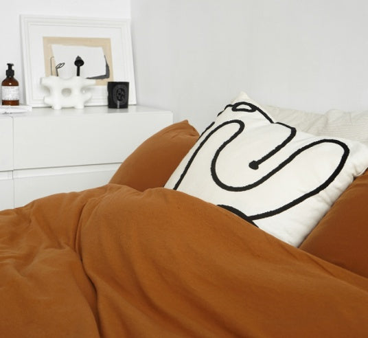 HKM-457683 Modern Geometric Pattern Cotton Pillowcase 45x45cm in Beige