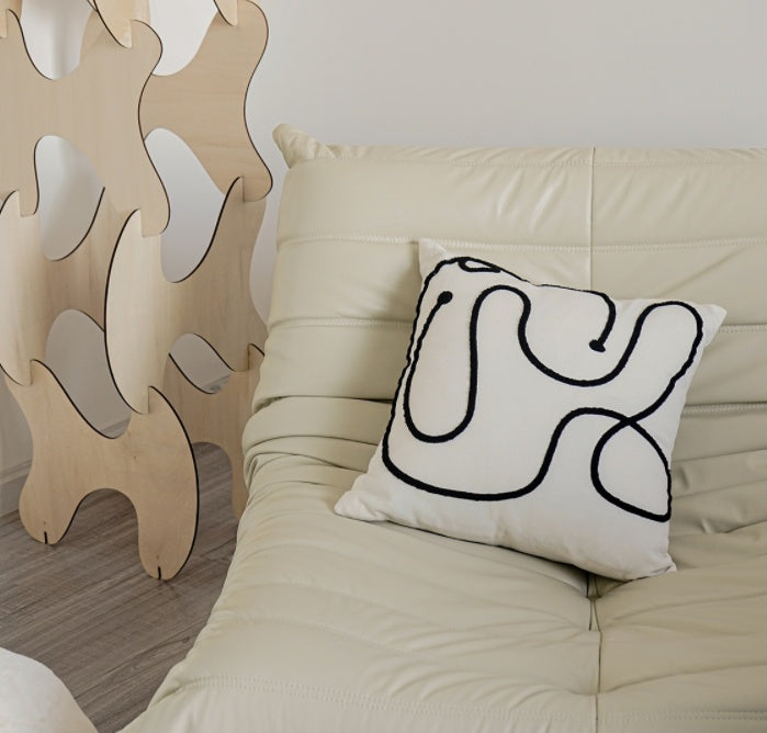 HKM-457683 Modern Geometric Pattern Cotton Pillowcase 45x45cm in Beige