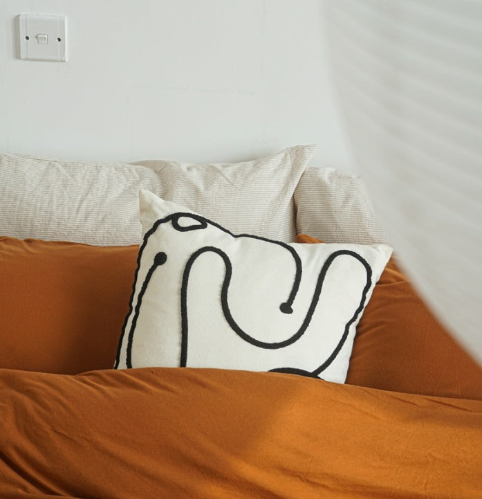 HKM-457683 Modern Geometric Pattern Cotton Pillowcase 45x45cm in Beige