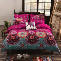 HKM-457875 Cotton Ethnic Style Bedding Set with Geometric Pattern - Three Quilt Covers in Various Sizes