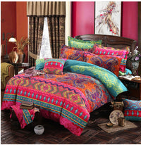 HKM-457875 Cotton Ethnic Style Bedding Set with Geometric Pattern - Three Quilt Covers in Various Sizes