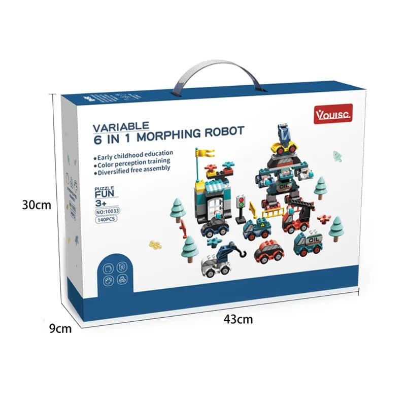 HKM-458131 140pcs Robot Engineering Vehicle Building Block Set for Ages 3 and Up - Compatible DIY Construction Toy