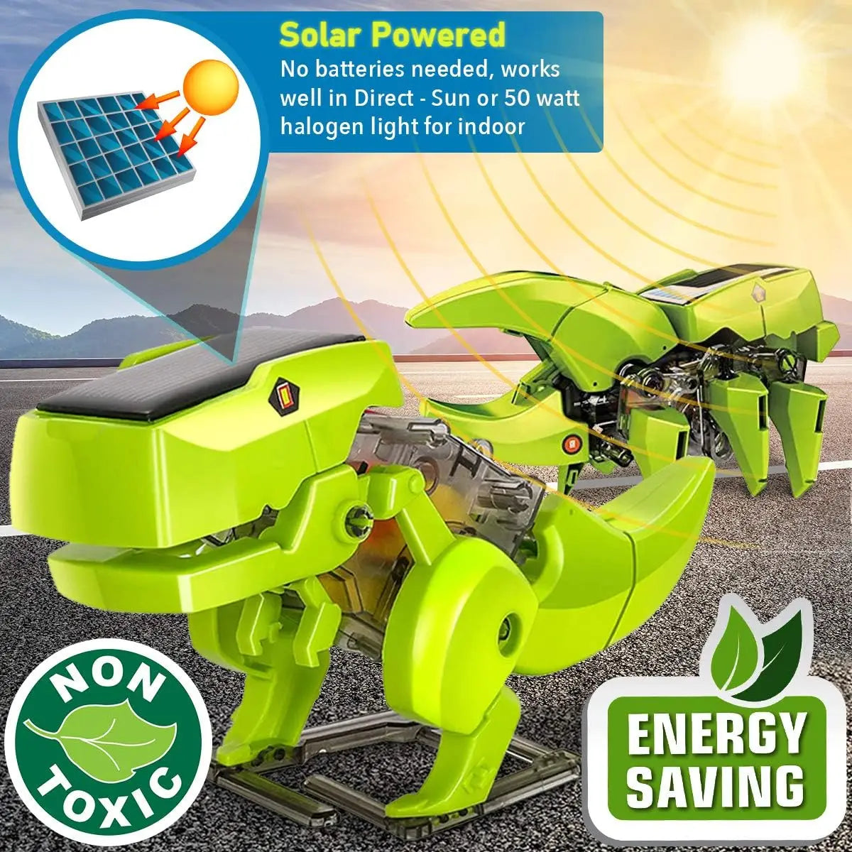 4-in-1 Dinosaur STEM Solar Robot Building Kit for Kids, Educational Coding and Engineering Toys, Fun Science Playset