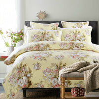 HKM-458323 Cotton Twill Bedding Set with Plant and Flower Design, Available for 1.5m, 1.8m, and 2.0m Beds