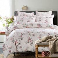 HKM-458323 Cotton Twill Bedding Set with Plant and Flower Design, Available for 1.5m, 1.8m, and 2.0m Beds