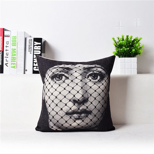 HKM-458451 Retro Nostalgic 3D Printed Linen Sofa Pillowcase 45x45cm with PP Cotton Filling