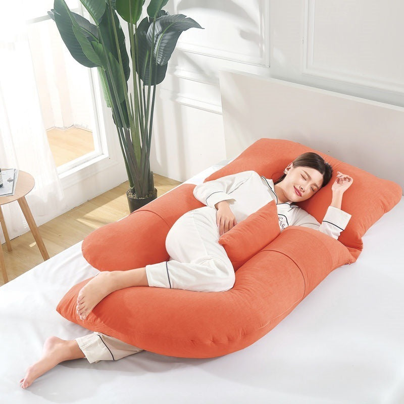 HKM-458707 U-Shape Maternity Waist Pillow with Cotton Cover and Detachable Designs for Side Sleepers