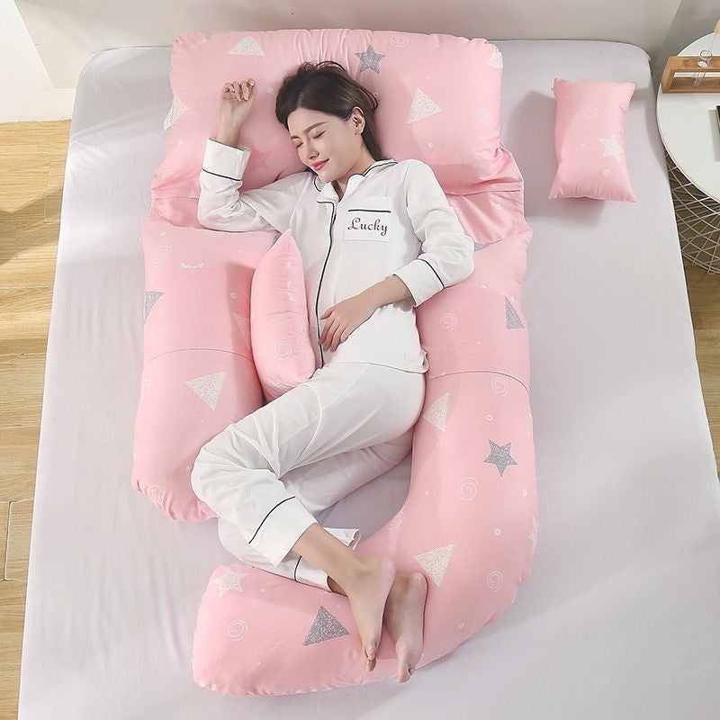 HKM-458707 U-Shape Maternity Waist Pillow with Cotton Cover and Detachable Designs for Side Sleepers