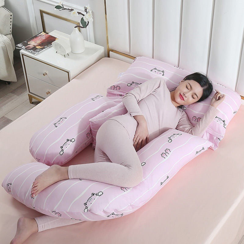HKM-458707 U-Shape Maternity Waist Pillow with Cotton Cover and Detachable Designs for Side Sleepers