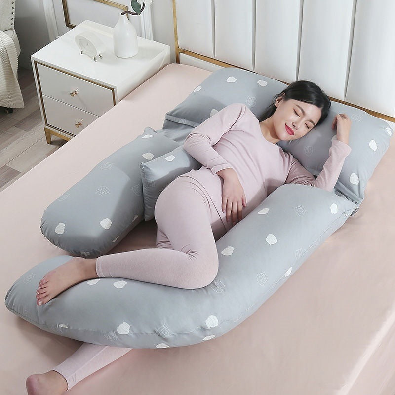 HKM-458707 U-Shape Maternity Waist Pillow with Cotton Cover and Detachable Designs for Side Sleepers