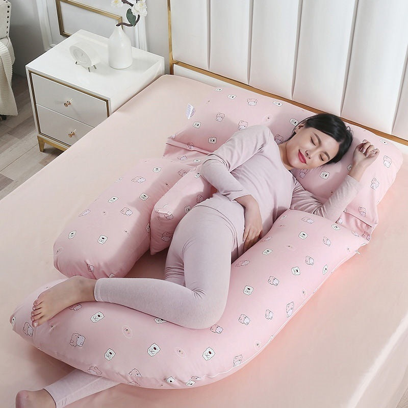 HKM-458707 U-Shape Maternity Waist Pillow with Cotton Cover and Detachable Designs for Side Sleepers