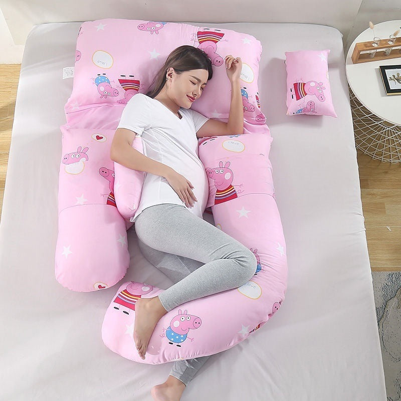 HKM-458707 U-Shape Maternity Waist Pillow with Cotton Cover and Detachable Designs for Side Sleepers