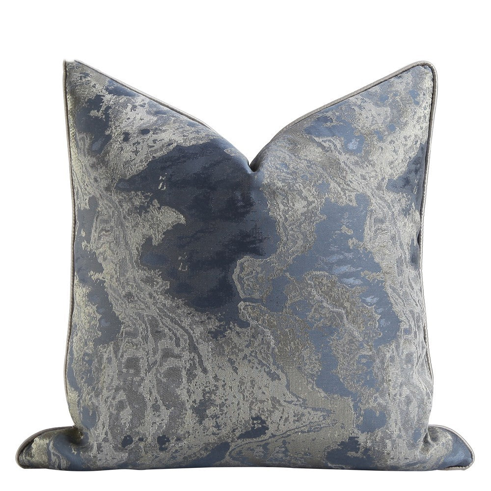 HKM-458771 Chinese Landscape Ink Painting Cushion Pillow Cover - Blue Gray Jacquard - 45cm to 60cm Sizes Available