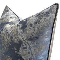 HKM-458771 Chinese Landscape Ink Painting Cushion Pillow Cover - Blue Gray Jacquard - 45cm to 60cm Sizes Available