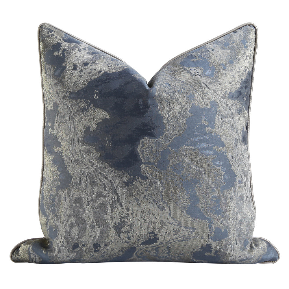 HKM-458771 Chinese Landscape Ink Painting Cushion Pillow Cover - Blue Gray Jacquard - 45cm to 60cm Sizes Available