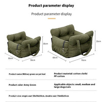 HKM-458899 Multi-Functional Pet Car Bed for Dogs and Cats - Green Cloth Safety Seat