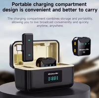 HKM-458899 Wireless Microphone System with Dual Transmitters, Noise Reduction, and LED Display Charging Case