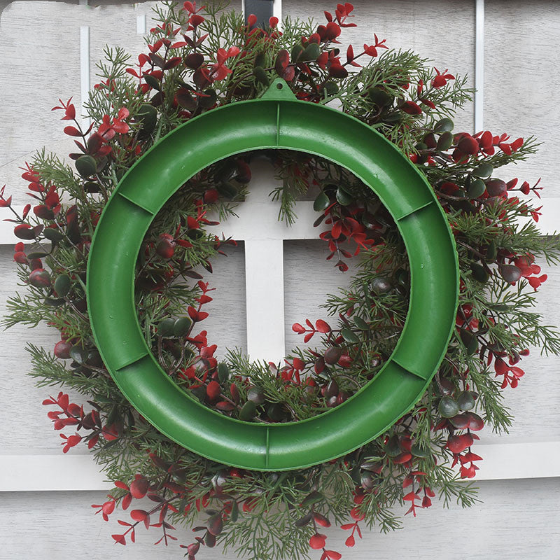 HKM-459155 LED Artificial Cherry Wreath for Red Door Wall Decoration - 45CM Eucalyptus Garland