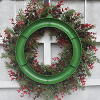 HKM-459155 LED Artificial Cherry Wreath for Red Door Wall Decoration - 45CM Eucalyptus Garland