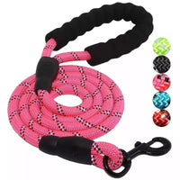HKM-459539 Reflective Nylon Dog Leash - 150cm in Various Colors: Blue, Black, Red, Orange, Green, Pink
