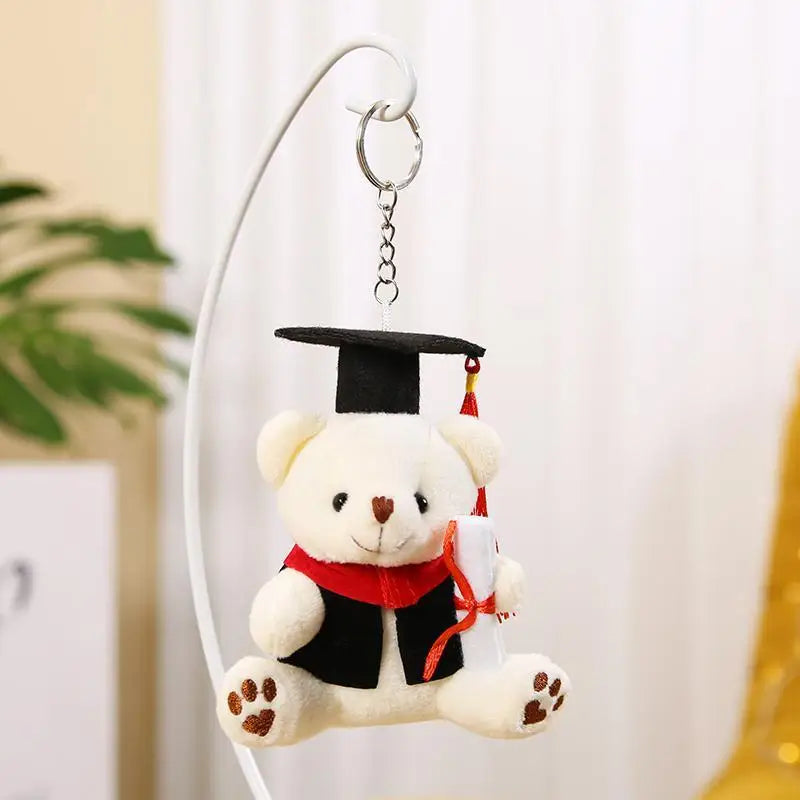 KTX-459539 Small Doctor Bear Plush Stuffed Toy Pendant Graduation Souvenir Key Chain for Students