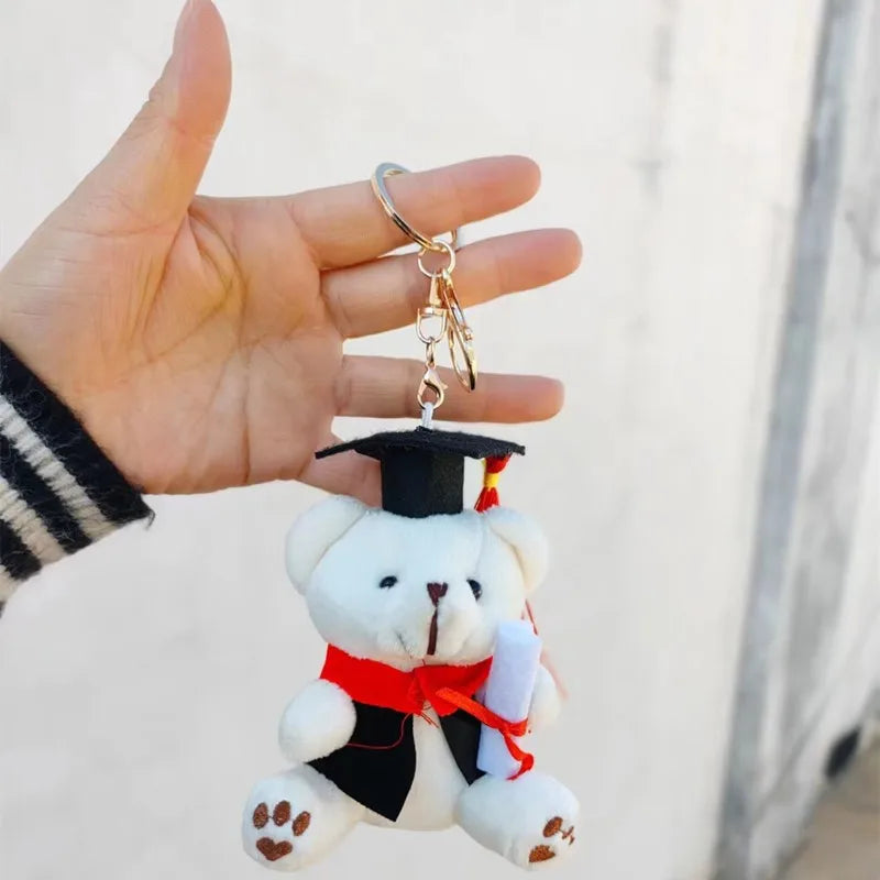 KTX-459539 Small Doctor Bear Plush Stuffed Toy Pendant Graduation Souvenir Key Chain for Students
